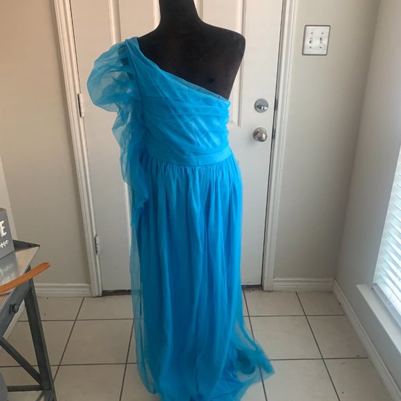One Shoulder Chiffon Evening Gown - Picture 6 of 6